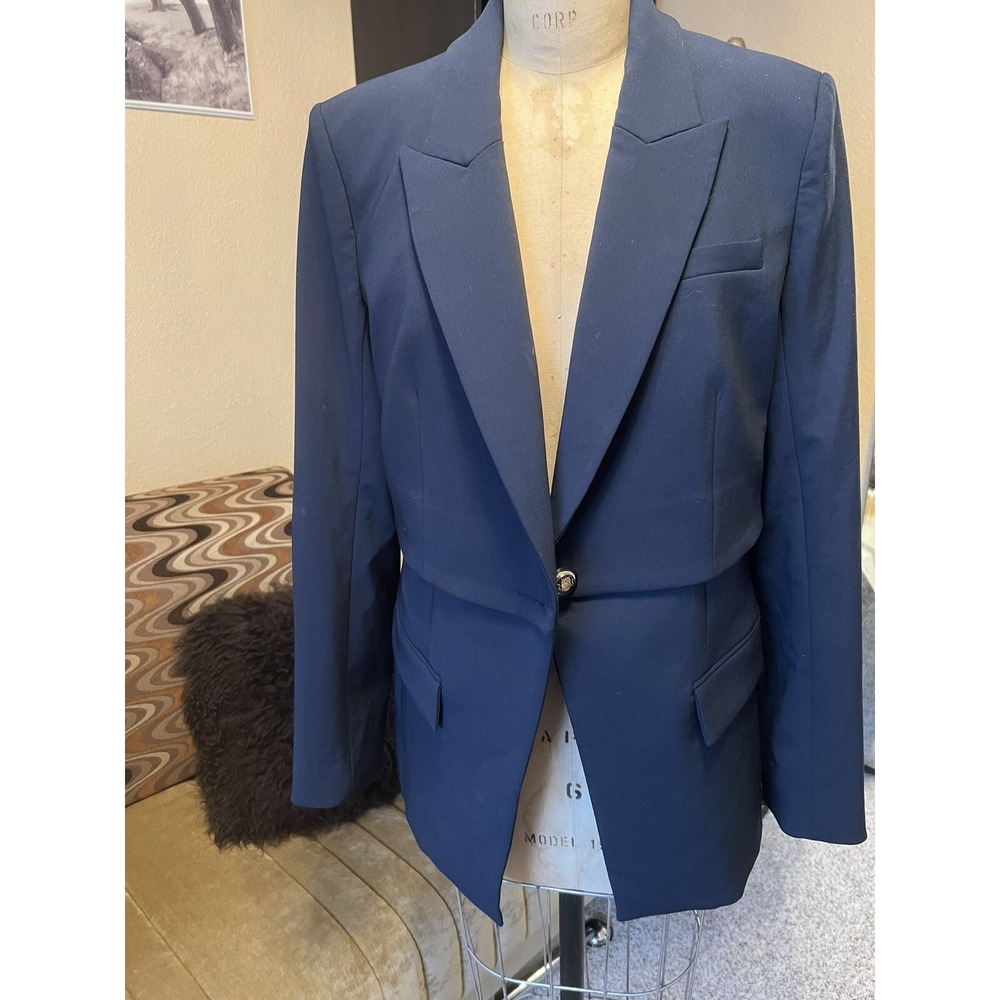 Veronica Beard New Women's Navy One Button , Back Vent Blazer Jacket Size 10